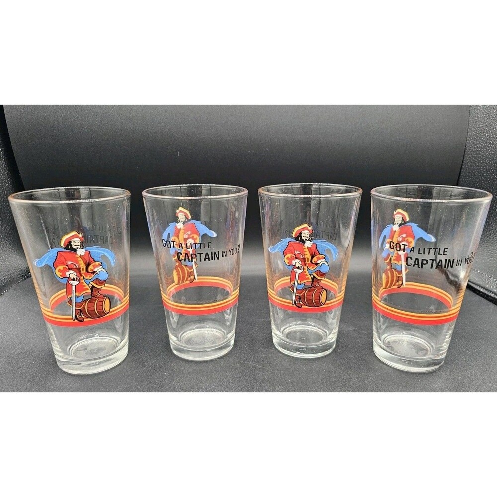 Captain Morgan Rum Pint Set of 4 Glasses Bar Ware Got A Little Captain In You?